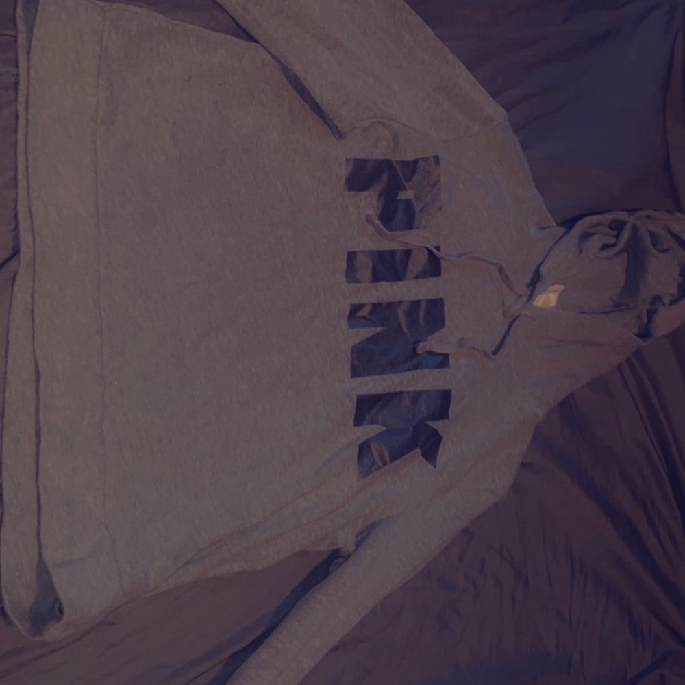 Pink Victoria’s Secret gray crop top hoodie